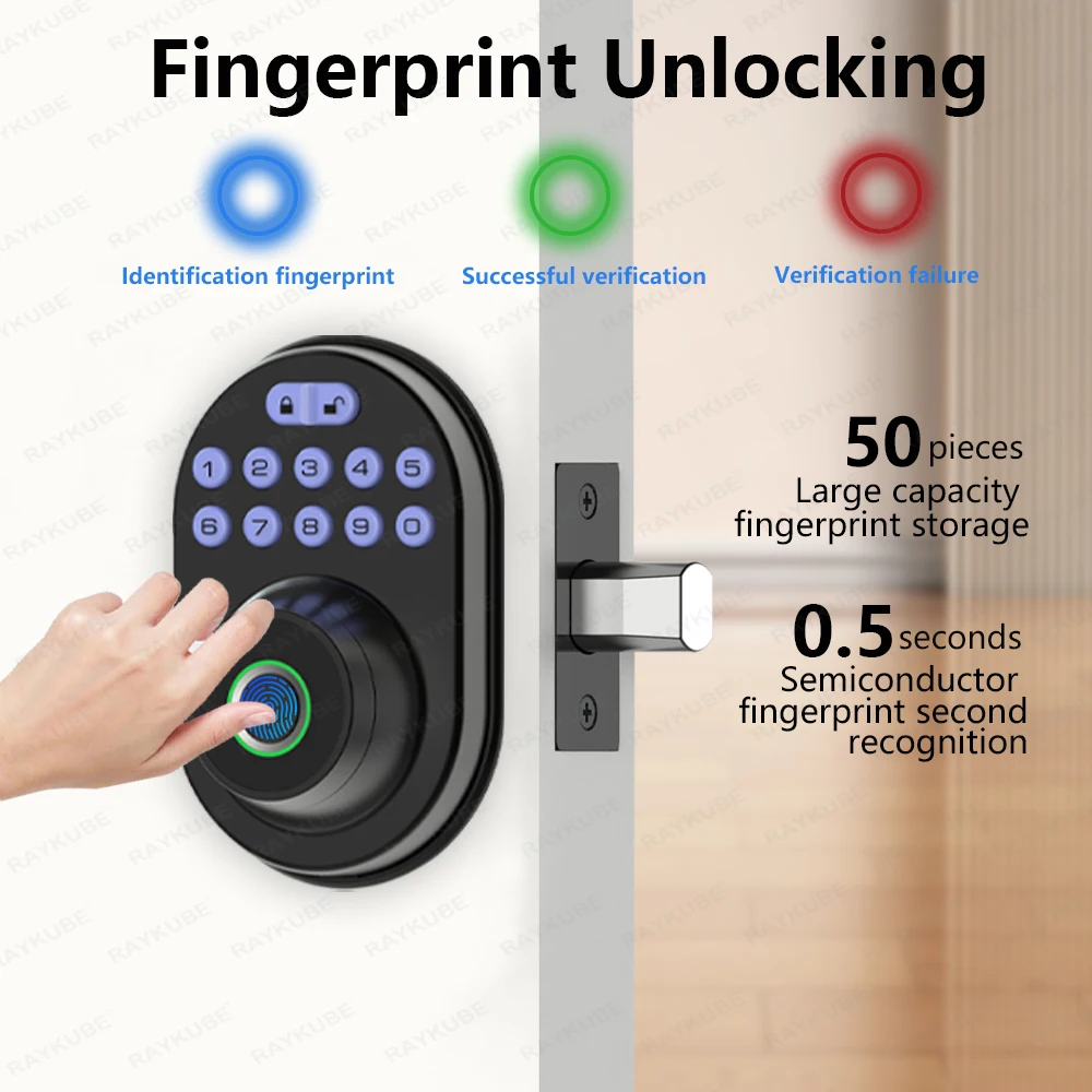 Serrure à pêne dormant intelligente pour porte en bois, empreinte digitale numérique, Bluetooth, prise en charge du mot de passe temporaire à distance, Tuya, 904F