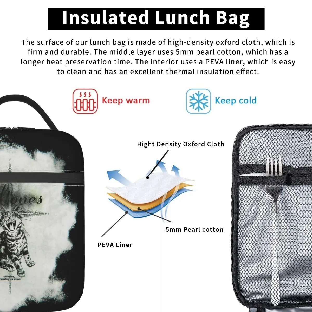 ديفتونز شريط معدني ألبوم المهر الأبيض معزول حقيبة الغداء لمكتب برودة صندوق طعام حراري حمل صناديق الغداء المحمولة الحاويات