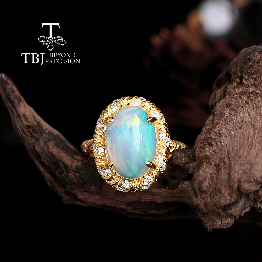 

Vintage 925 Sterling silver women's ring fine jewelry for Proposal Wedding gifts, Natural oval 10*14mm Opal stimulate creativity