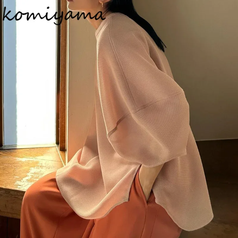 Komiyama O Neck Lantern Sleeve Shirts Blouses Vintage Elegant Mesh Blusas Mujer Spring New Clothes Women Loose Shirt Tops