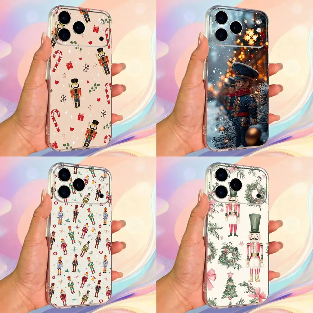 

Christmas Art Nutcracker Phone Case For iPhone,14,13,XR,SE,12,15,Pro,Max,Plus,11,17,16,X,XS,Mini Transparent Soft Cover