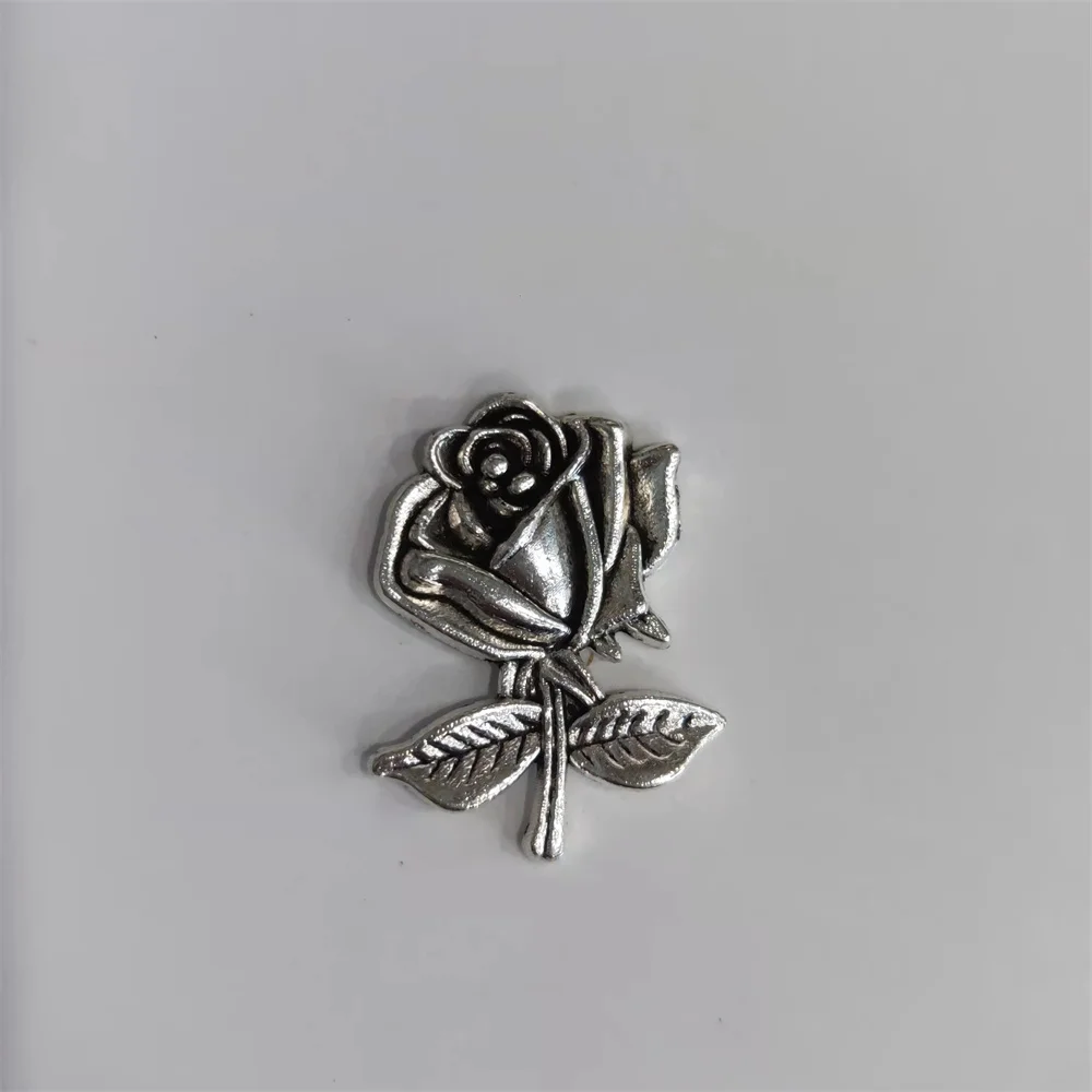 High Quality Rose flower DIY Silver Metal Badge For ZP Kerosene Grind Wheel Lighter Handmade Decor Accessory Smoking Gadgets