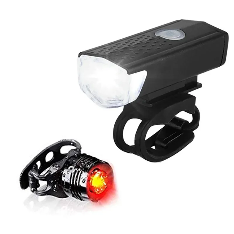 Juego de luces LED recargables por USB para bicicleta de montaña, faro delantero y trasero, linterna, accesorios de ciclismo