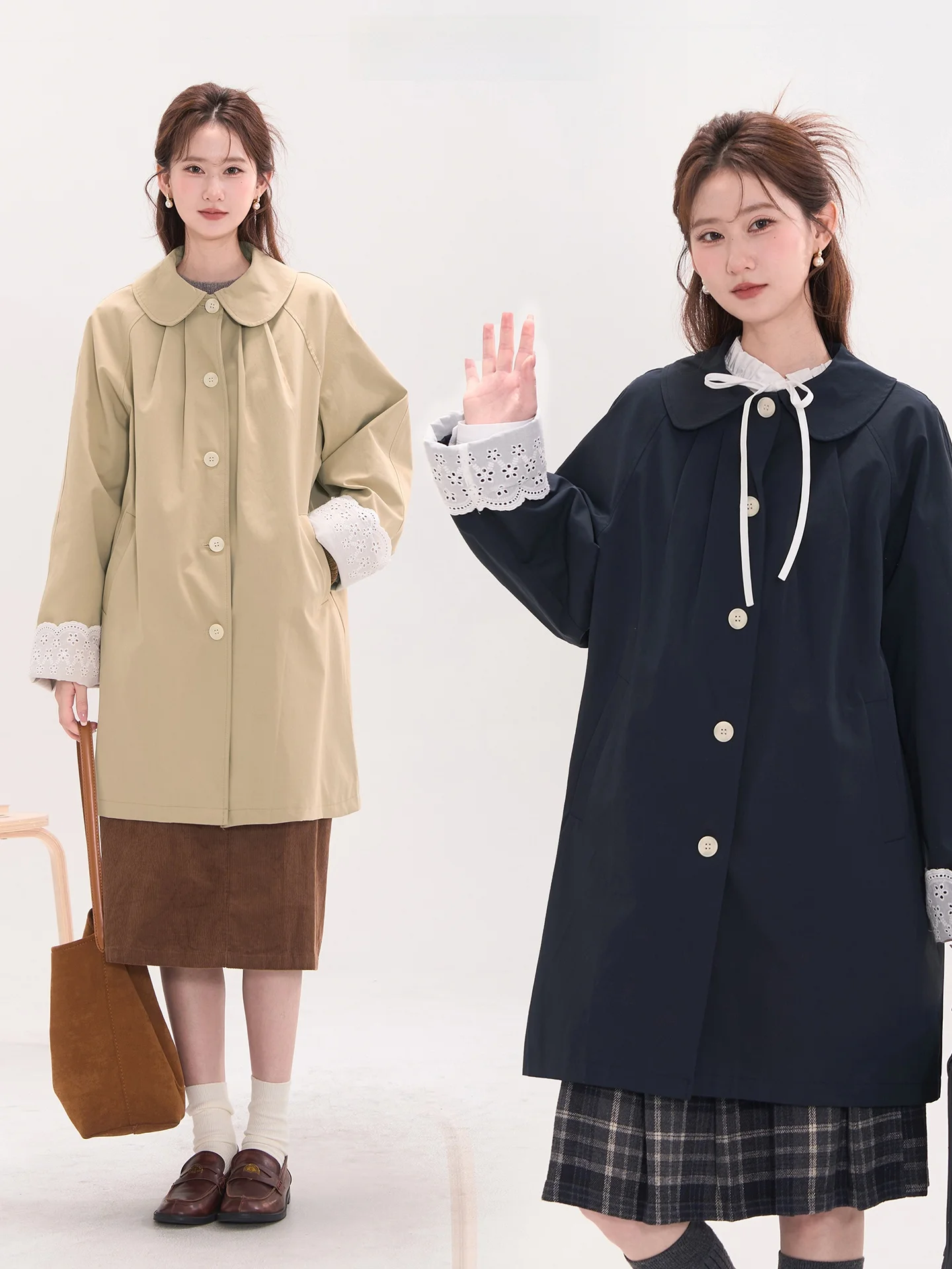 

Женское весеннее пальто средней длины с воротником-стойкой из смесового хлопка в корейском стиле, удобное для повседневной носки, модная верхняя одежда