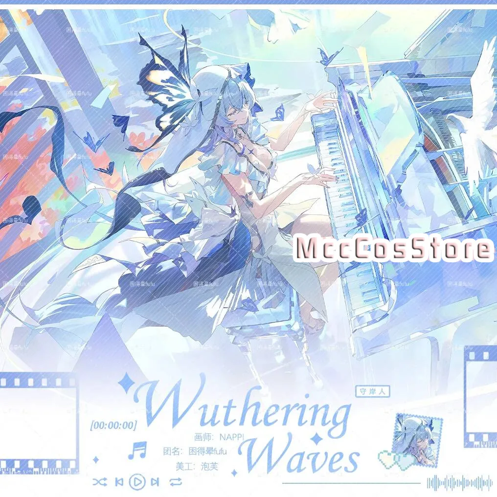 Wuthering Waves The Shorekeeper 58mm Acg Gliter Round Badge Fanmade Merch Postcard Laser Ticket Butterfly Prayer Girl Birthday G