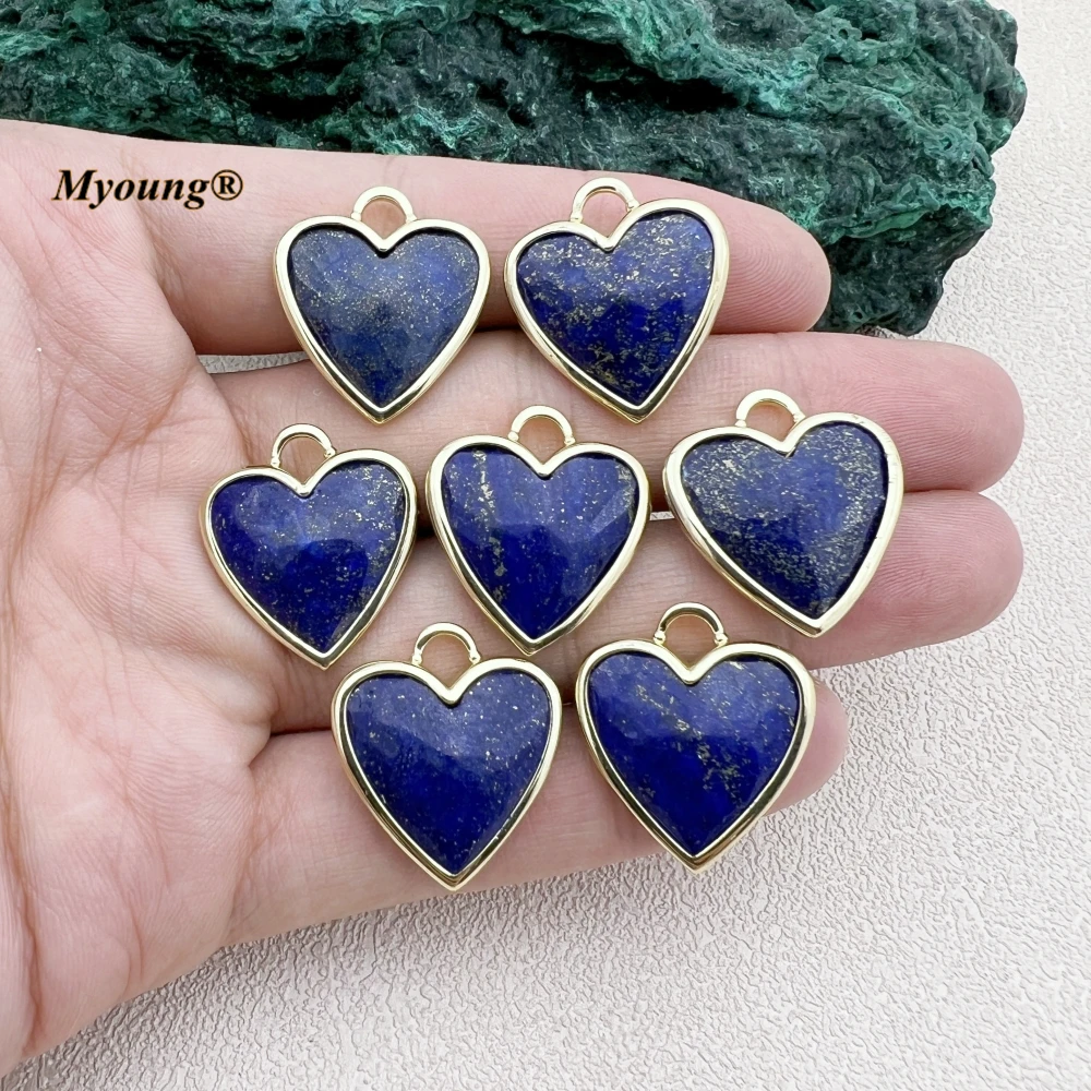 coracao facetado pedra natural pingente lapis lazuli amor charme atacado requintado my231068 10 pcs forma do 01