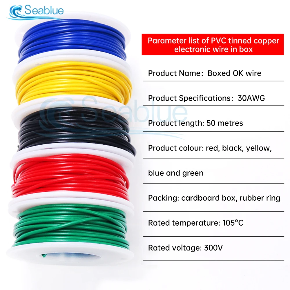 30 AWG Electric Wire 5/6 Colors Stranded Tinned Copper Flexible Silicone Hookup Wire Kit for Electrical DIY/Car