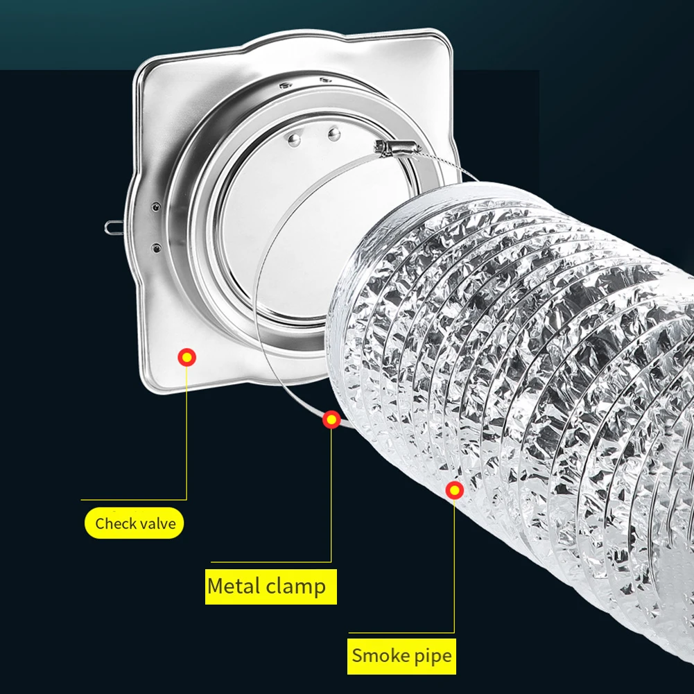 1pcs Stainless Steel Fresh Air Ventilation Check Valve Range Hood Pipe Check Valve 100MM/150MM/160MM/180MM Kitchen Flue Value