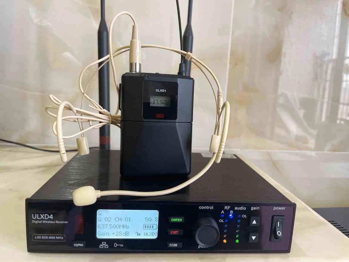 Paulkitson Ulxd4 Professionelles Digitales Drahtloses Mikrofonsystem Handheld Headset Lavalier 572-820Mhz für Bühne KTV – Detail 3