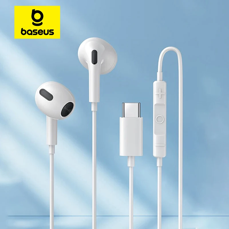 Baseus in-ear Wired Earphone C17 Type-C with Mic Wired Headphones For Xiaomi Samsung  NOTE 10 NOTE 20 S21 S20 Cellphone Headsets