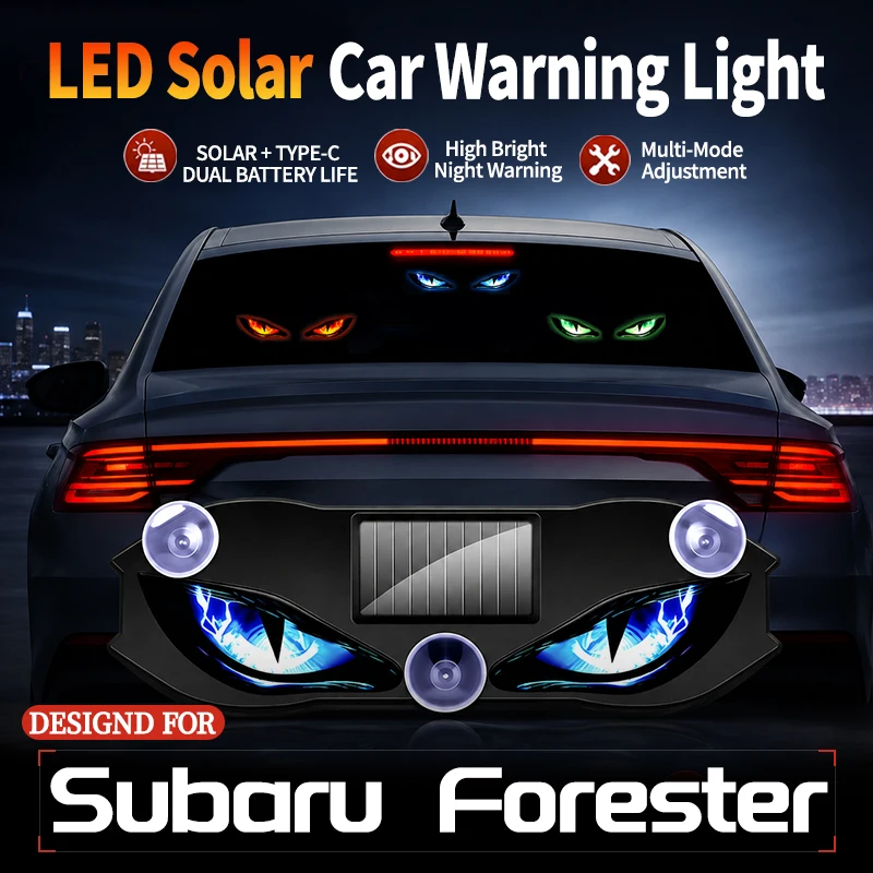Fits For Subaru Forester New Car Devil Eye Solar Vibration Sensor Dynamic LED Light Creative Car Ambient Light USB Rechargeable