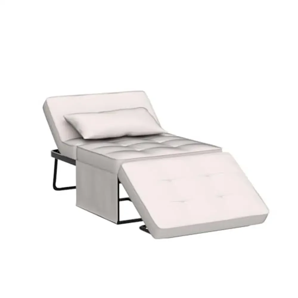 Sofá-cama dobrável otomano com bolso lateral, economia de espaço reclinável, estofamento de linho, estilo moderno, tamanho duplo, 330lbs peso máximo, 4-em-1