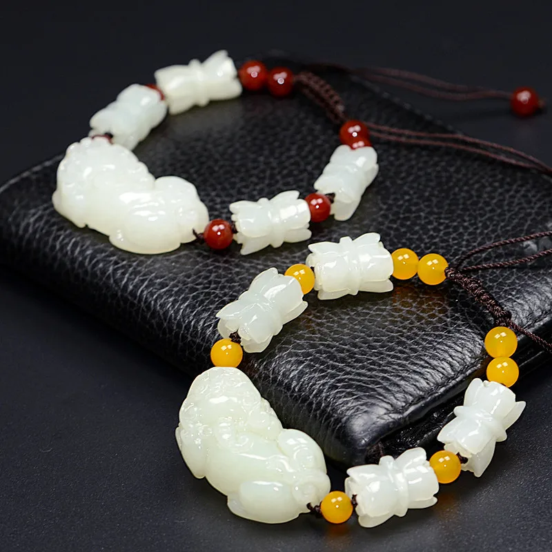 Hotan White Jade Pixiu Bracelet Men Women, Fashionable And Versatile