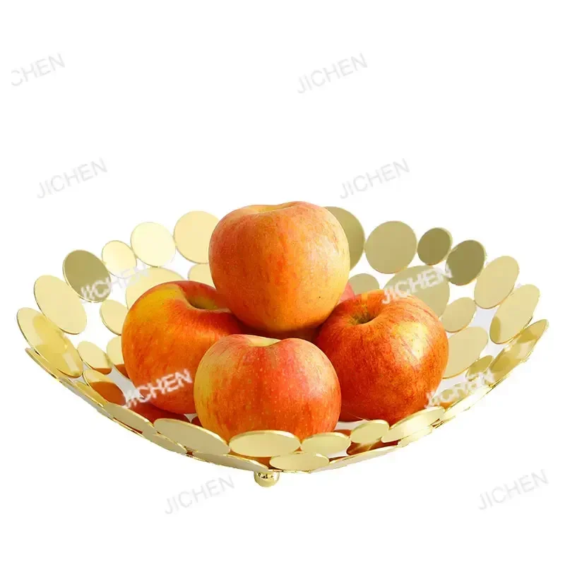 

HSInnovative fruit storage basket Round bowl decoration vegetable stand bread candy hollow wrought iron round fruit plate WJ1116