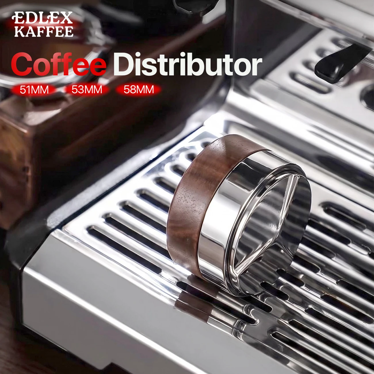 51/53/58mm Three Angled Slope Coffee Distributor Stainless Steel Adjustable Height Coffee Leveler Espresso Tamper