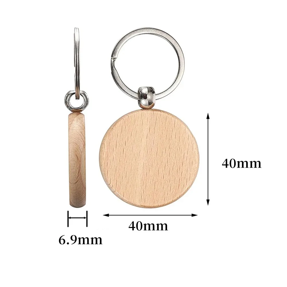 Custom Beech Wood Round Keychain, Personalized Gift