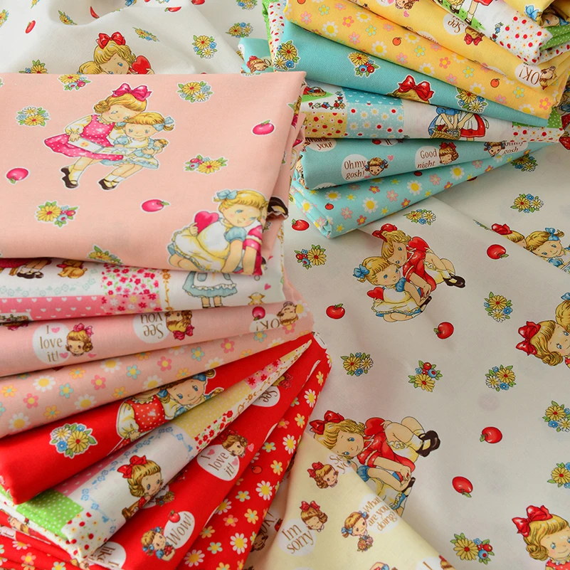 Handmade Fabric DIY Cotton Cartoon Flower Print Children\'s Clothing by Half Meter