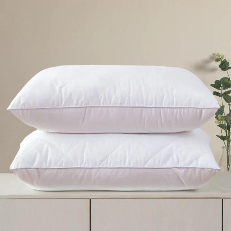 1pc White Neck Support Pillow for Home Hotel Pure Cotton Face Soft Polyester Filling Adult Student Single Pillow Core 48*74