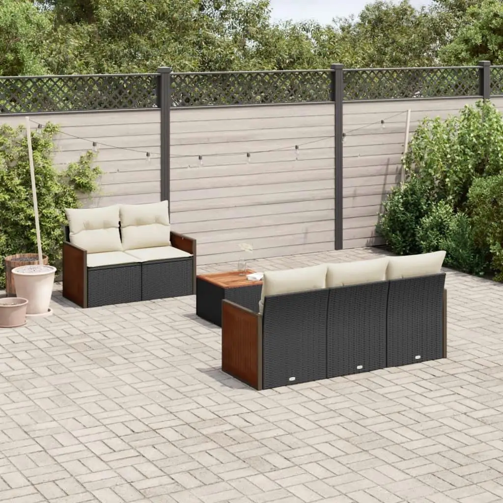 

Stylish Black PE Rattan Garden Sofa Set with Medium Adjustable Feet Outdoor Furniture Seating
