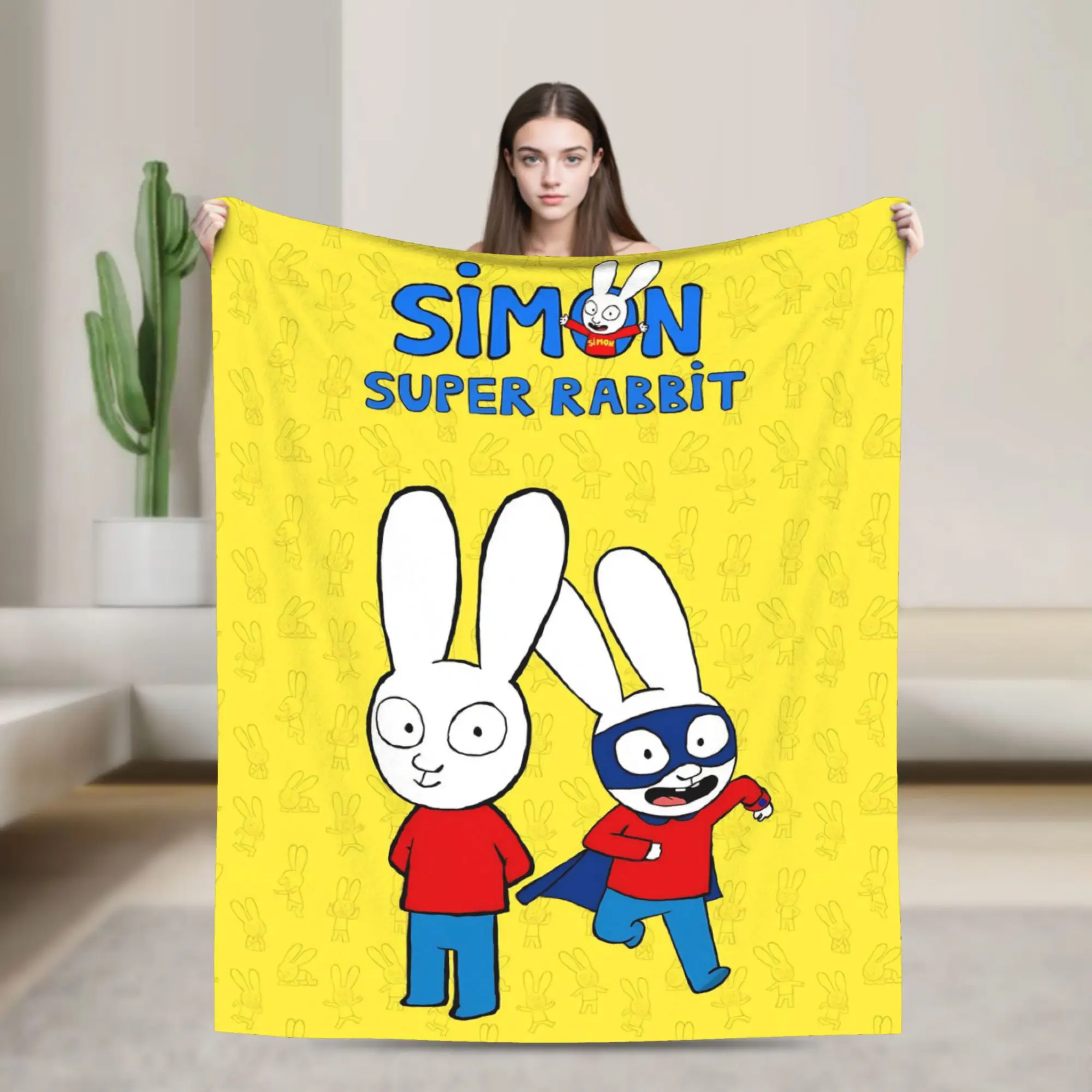 Cozy Simon Super Rabbit Blanket Merch Bed Decorative  Throw Blanket Lightweight Fleece for Office