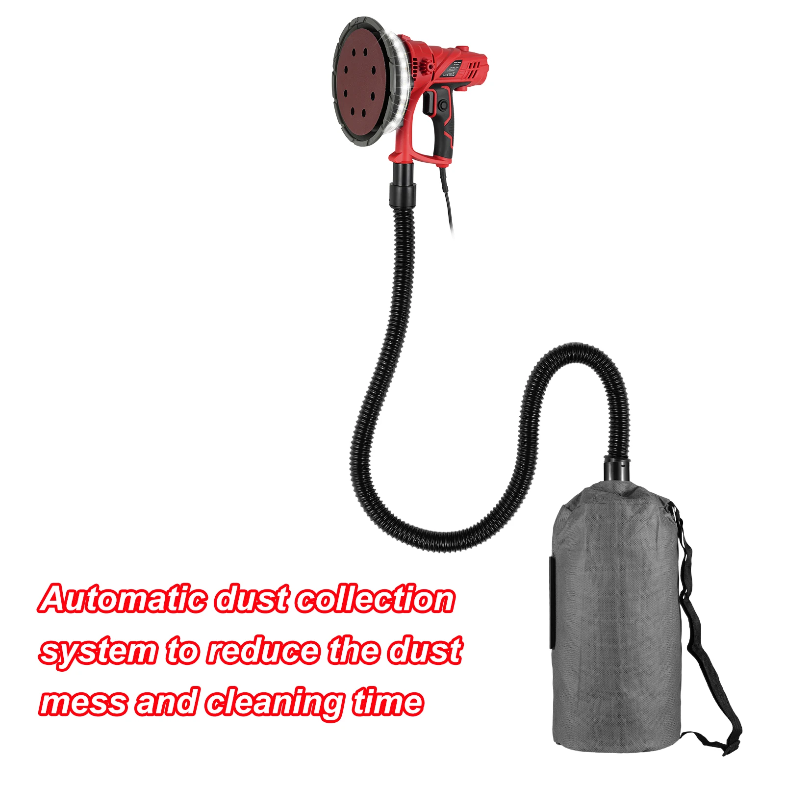 

Ручная шлифовальная машина для гипсокартона, электрическая шлифовальная машина 850 Вт с 12 шт. шлифовальными дисками, переменная скорость, 1500-2600 об/мин