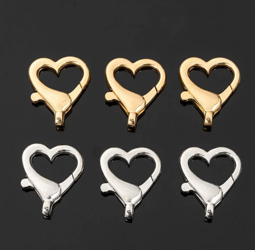 5pcs Heart Shape Rotation Lobster Alloy Spring Buckle Clasps Key Ring Holder Hook Carabiner for DIY Jewelry Making