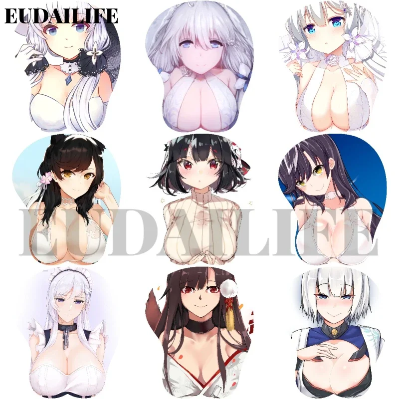 

Azur Lane 3D Mousepad Atago Belfast Illustrious Hand Wrist Rest Mouse Pad Mousepad Silicone Oppai Soft Mouse Mat Office Work