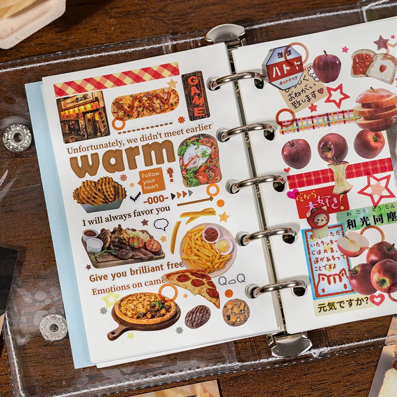 كتاب ملصقات زخرفي مكون من 30 ورقة للطعام والألعاب، رسوم توضيحية رائعة للأطعمة الحساسة