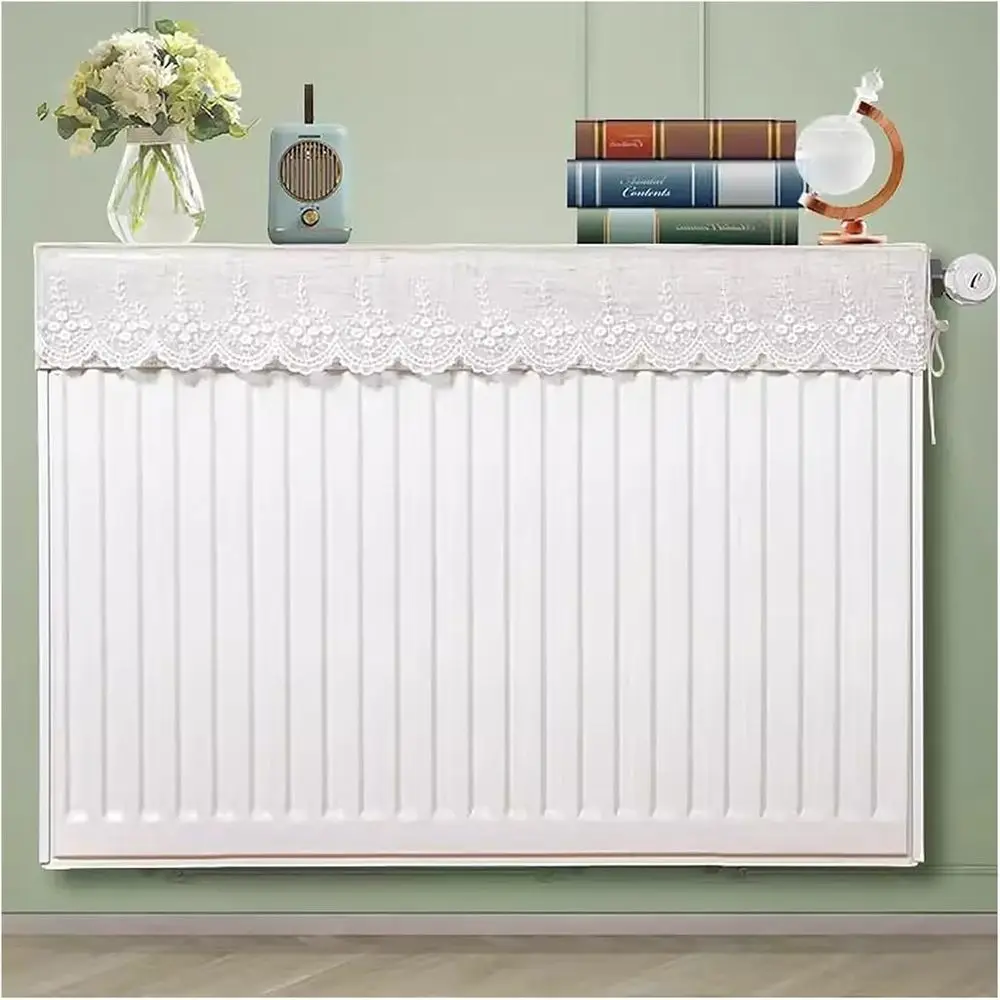 

White Curved Radiator Shelf with Dust Cover, Flexible and Easy to Install for Home Tea Room, Large Size (Color: White)