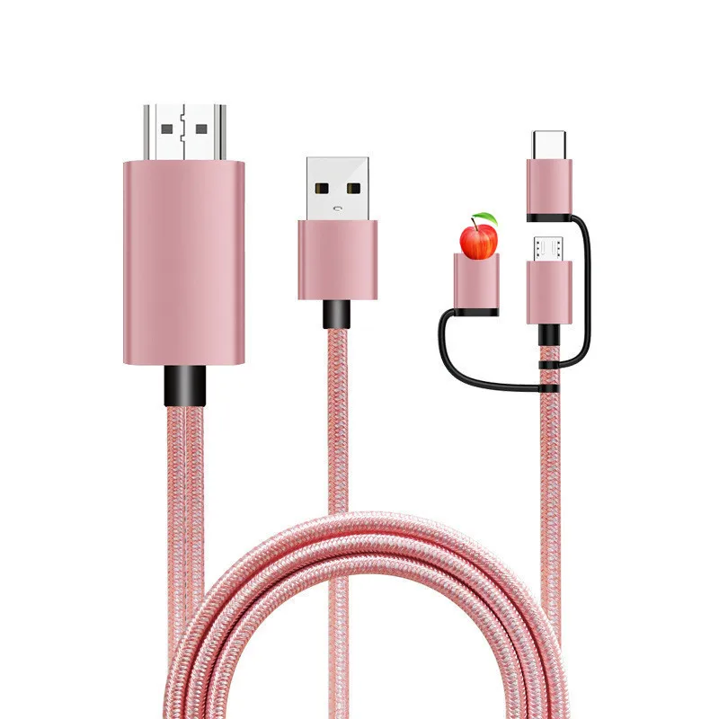 3 em 1 2k 60hz usb c para hdmi cabo tipo c adaptador hdtv conversor cabo para iphone tv conversor macbook ar ipad samsung portátil
