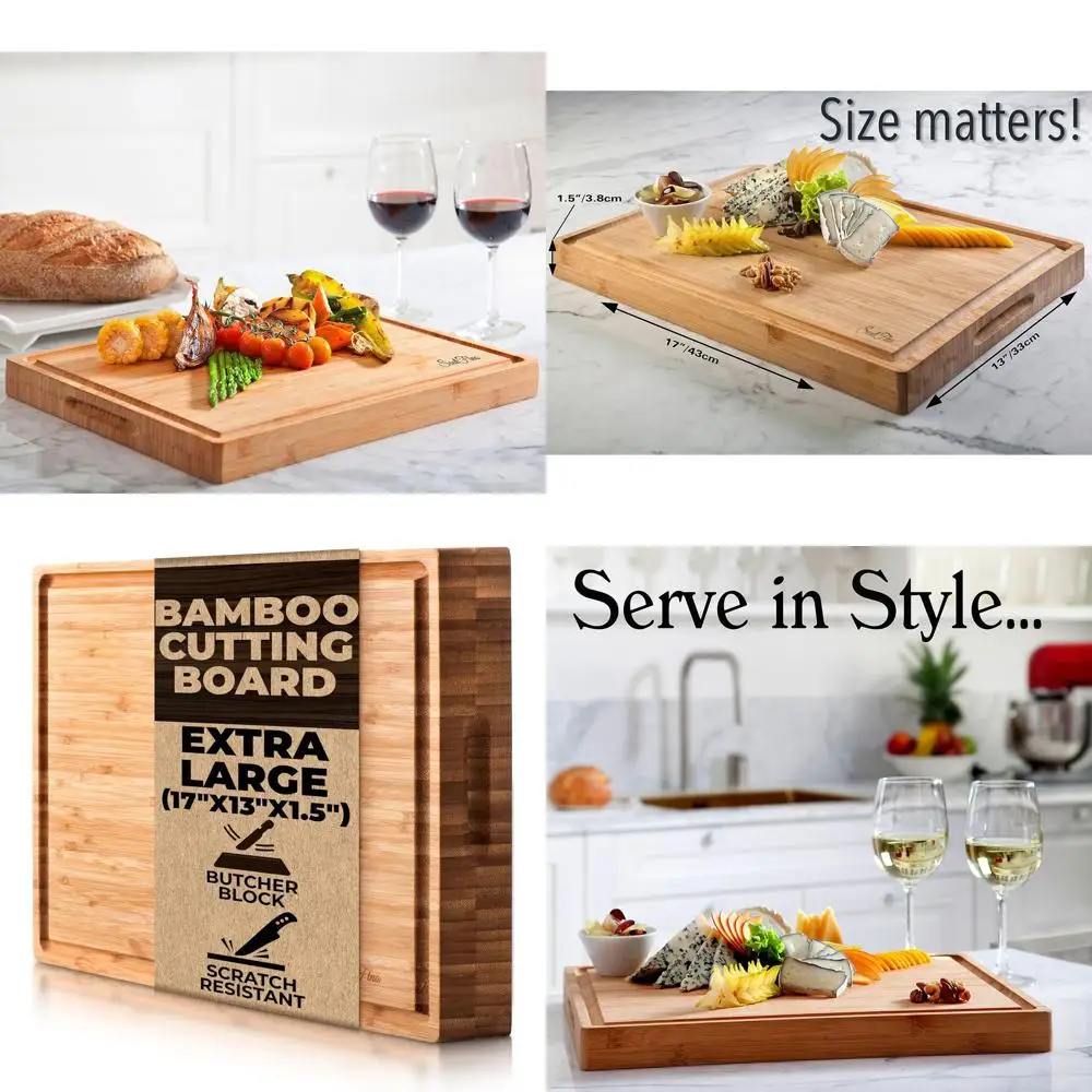 

Разделочная доска из органического бамбука с канавкой для сока, 17x13x1,5, высокое качество для профессионального использования на кухне