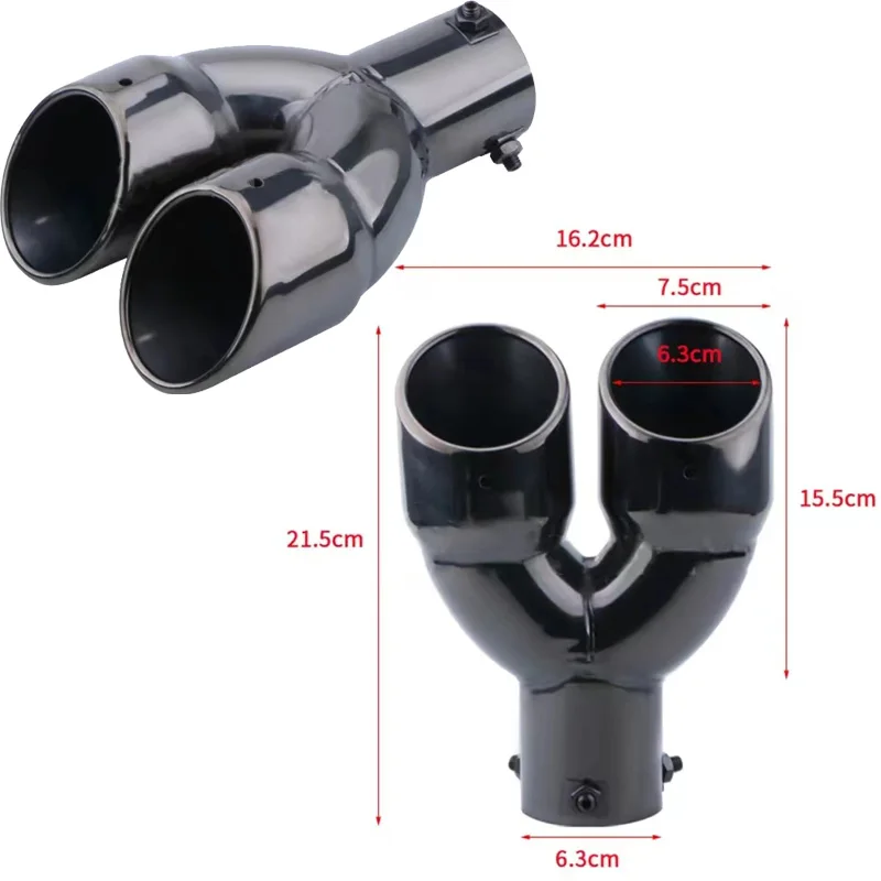 2024 New auto exhaust muffler double tail heart shape exhaust valve muffler thicken 520g exhaust muffler car slip on exhaust