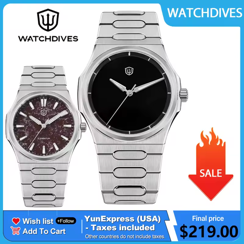 Reloj Watchdives Premier WD0016B para hombre, esfera facetada con diseño original, relojes de lujo VH31, movimiento de cuarzo con segunda manecilla.