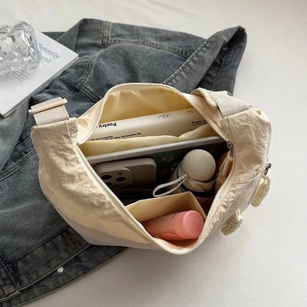 New Canvas Crossbody Bags Large Capacity Lightweight Shoulder Bag Solid Color Korean Simplified Dumpling Bag Travel