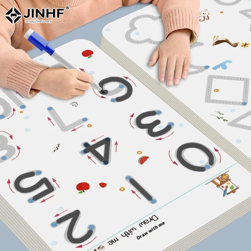 32 Pages Writing Drawing Educational Picture Books Toddler Pen Control Training Workbook Baby Magical Tracing Practice Copybook