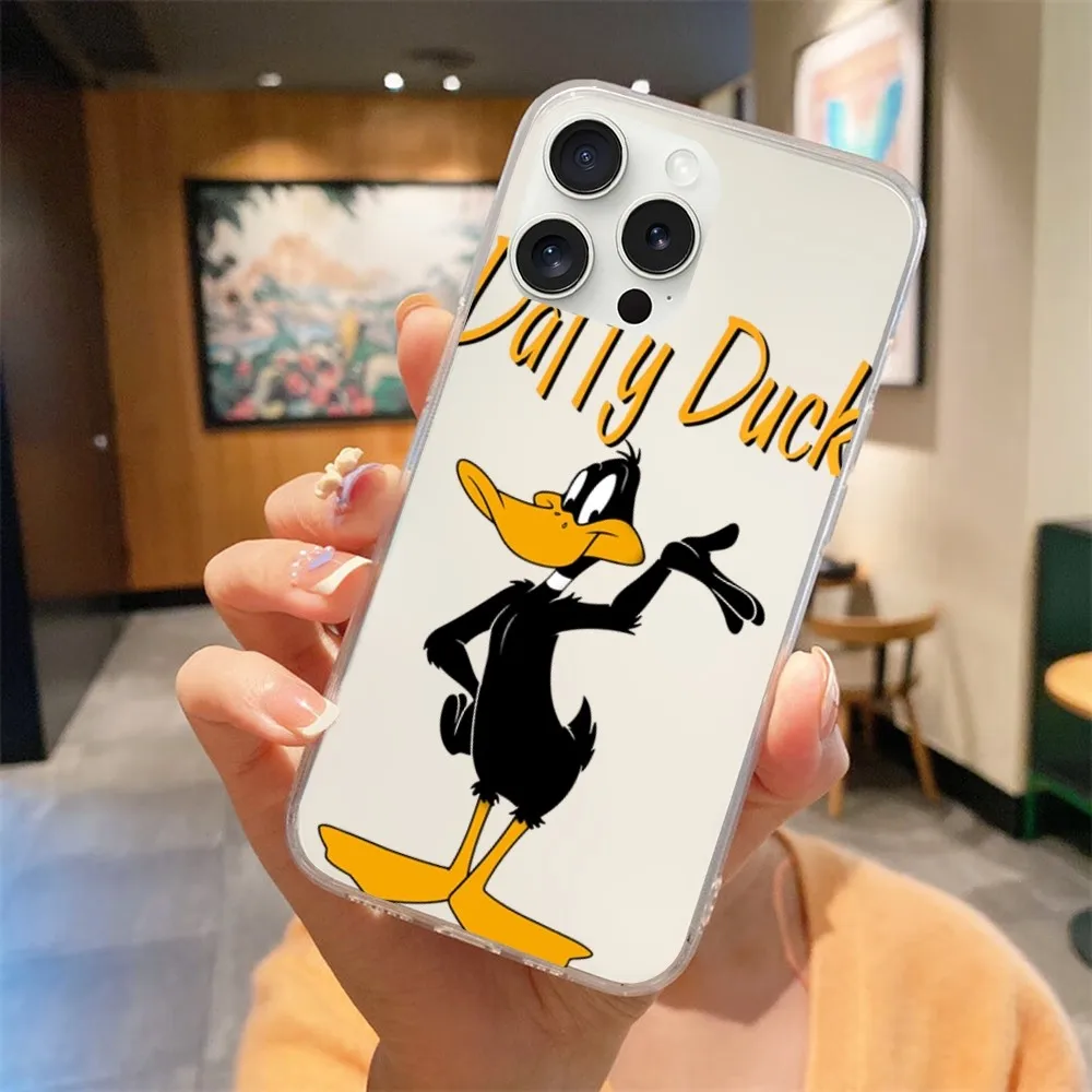 Cartoon Daffy Duck Phone Case For Transparent iPhone 14 15 12 11 13 Max Plus Pro Mini Shell