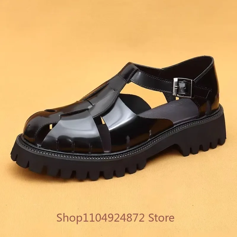 High-quality Leather Sandals Men's Breathable Thick Sole Genuine Leather Summer Cowhide Business Roman Shoes Male Sandals