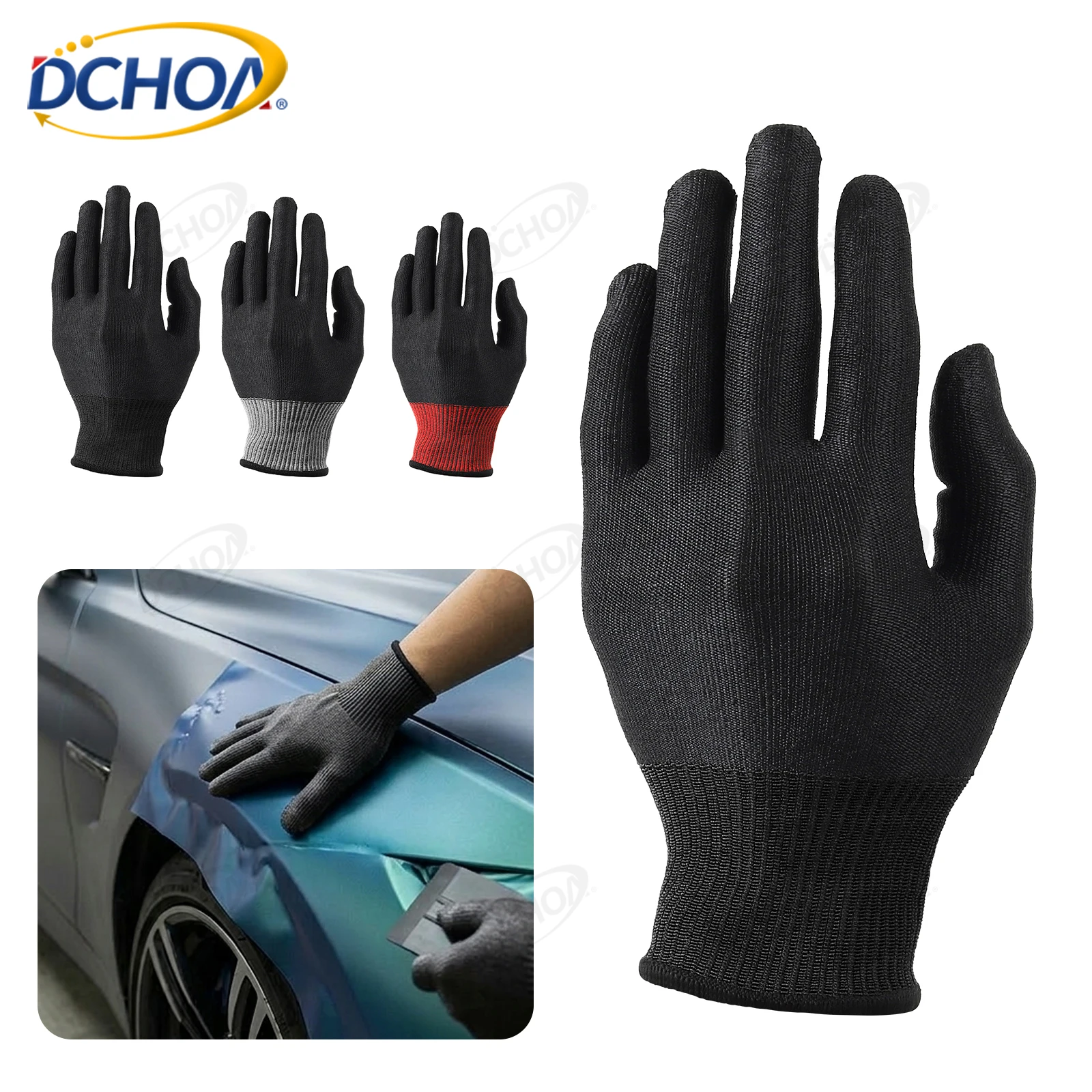 DCHOA 1 Pair Car Wrap Gloves S M L Size Comfortable Fit Glides Smoothly Over Film Wear Resistant Non Shedding Allergen Free