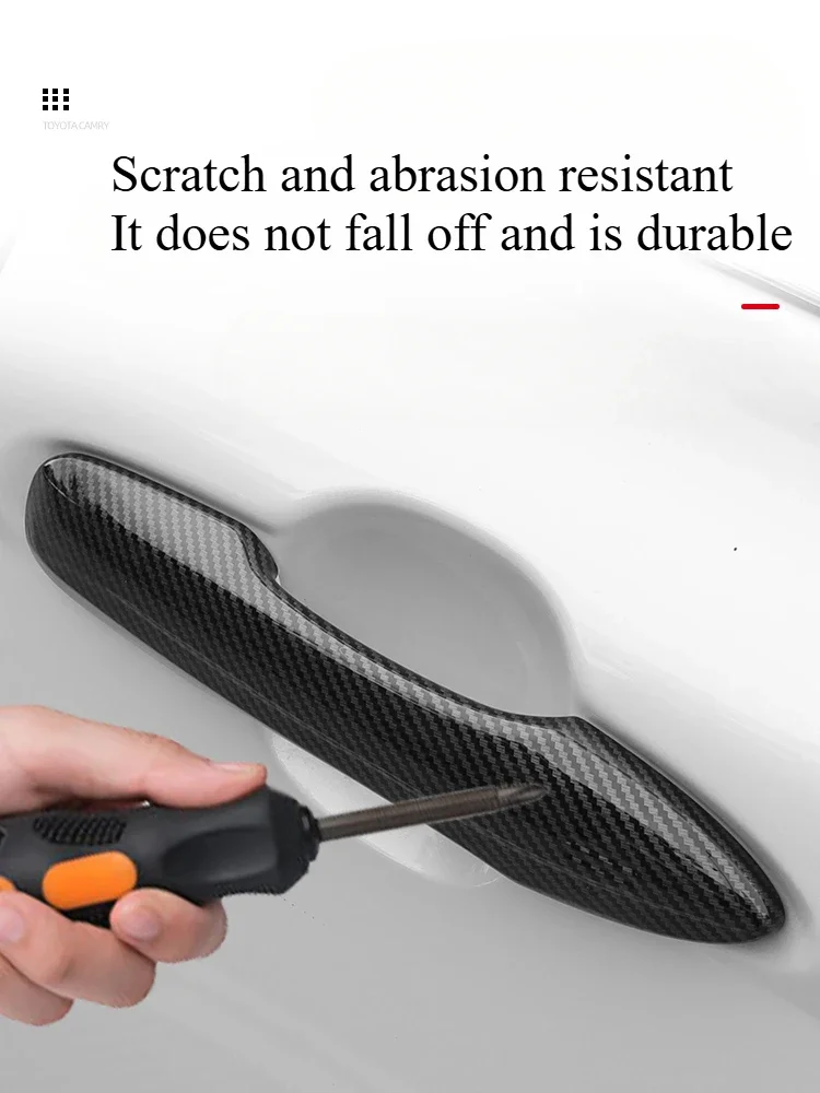 For Toyota 9th Generation Camry 24 25 4pc Carbon Fiber Car Sticker Door Handle Cover Exterior Trim Accessorie Protect Decoration