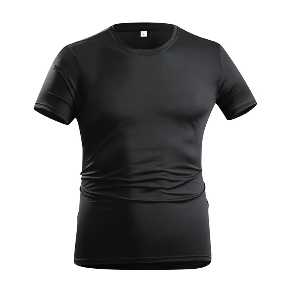 Men's Quick-Dry Run T-Shirt  Breath Summer Sports Tee for Hik Fishing Outdoor Activities Lightweight Elastic Short-sleeved shirt