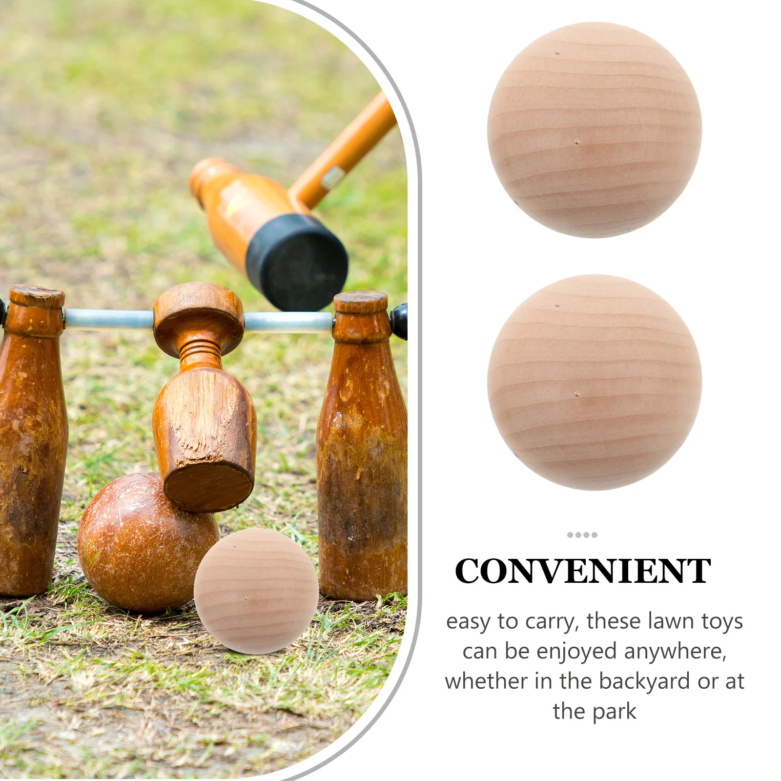 6 قطعة 5.5 سنتيمتر كرات كروكيه من الخشب الصلب لم تنته الطبيعية في الهواء الطلق لعبة الحديقة استبدال للعب الكبار #2