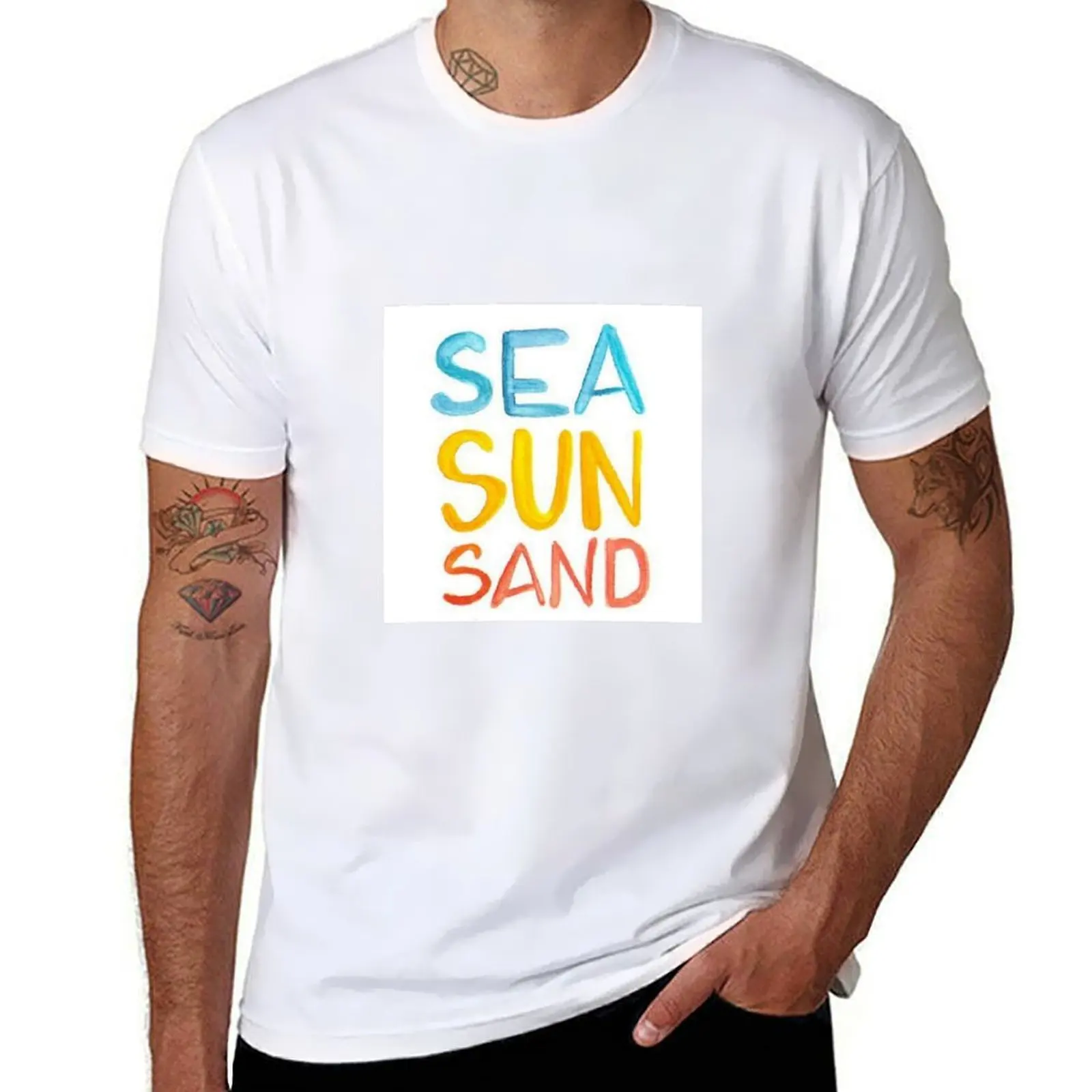 

Sea sun sand T-Shirt men t shirt cotton 100% funny t shirts dark humor t shirts cotton 100% T-Shirt