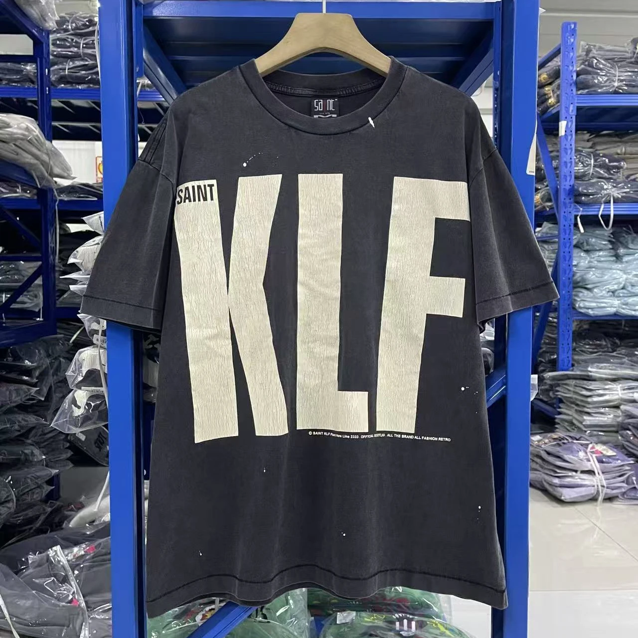 

Washed SAINT KLF Exhibition Limited Short Sleeved T Shirt Men Women Best Quality Tee Tops T-Shirt