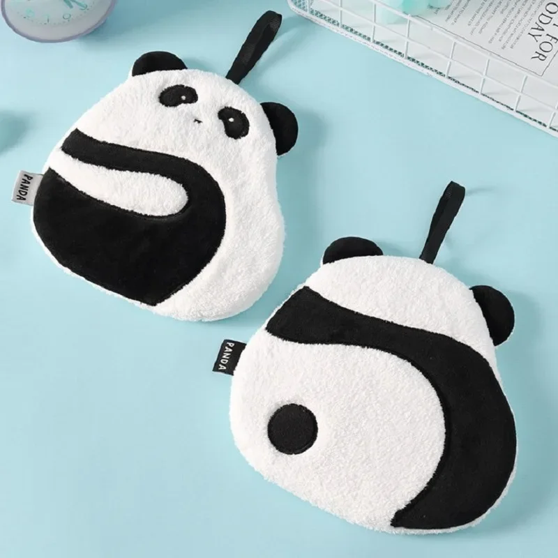 Cute Cartoon Absorbent Hand Towel for Kids, Chic Bathing Towel, Non-shedding Hanging Panda Wipe Towel, Soft Hand Towels