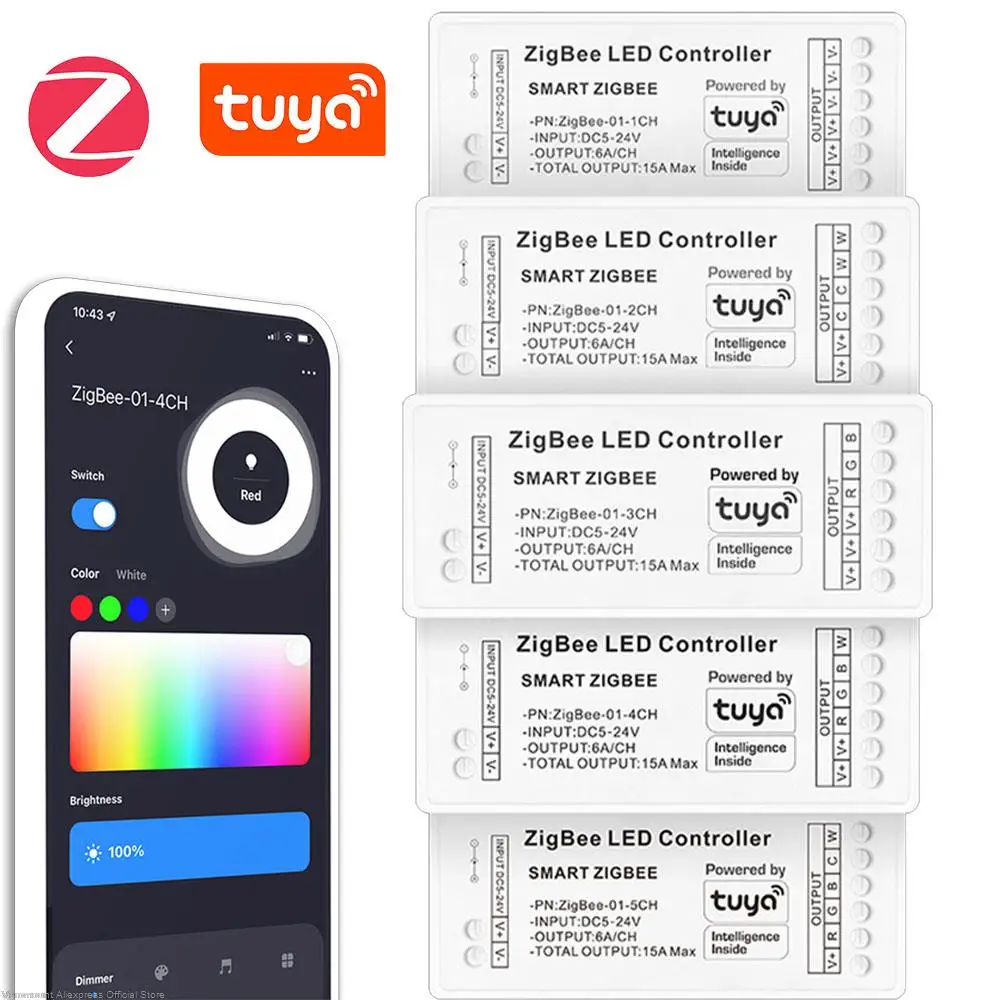 زيجبي واي فاي LED تحكم 12 فولت 24 فولت لون واحد مزدوج أبيض RGB RGBW RGBCCT LED قطاع الذكية تحكم ل تويا اليكسا جوجل المنزل