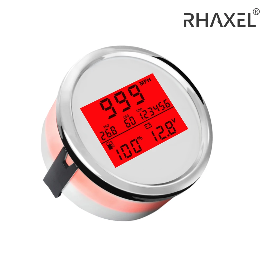 RHAXEL 3 3/8'' 3in1 Multi-Function Guage Speedometer GPS with Oil Pressure Voltmeter 12V 24V for Car Motorcycle Vessels Yachts