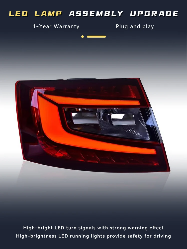Car Styling For Skoda Octavia 2015-2017 Rear DRL Tail Lamp LED Brake Turn Signal Taillights Auto Daytime running light Accessory