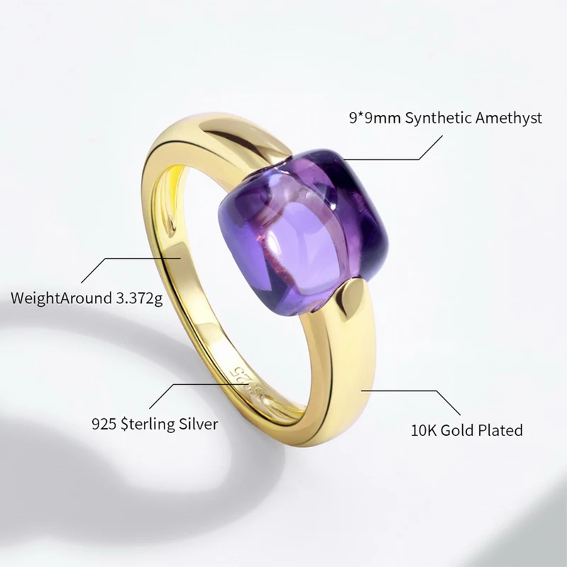 ALLNOEL 925 Sterling Silver 10K Gold Plated Color Crystals Rings For women's ring Luxury Inlaid Water Drop Pendant Party Gift