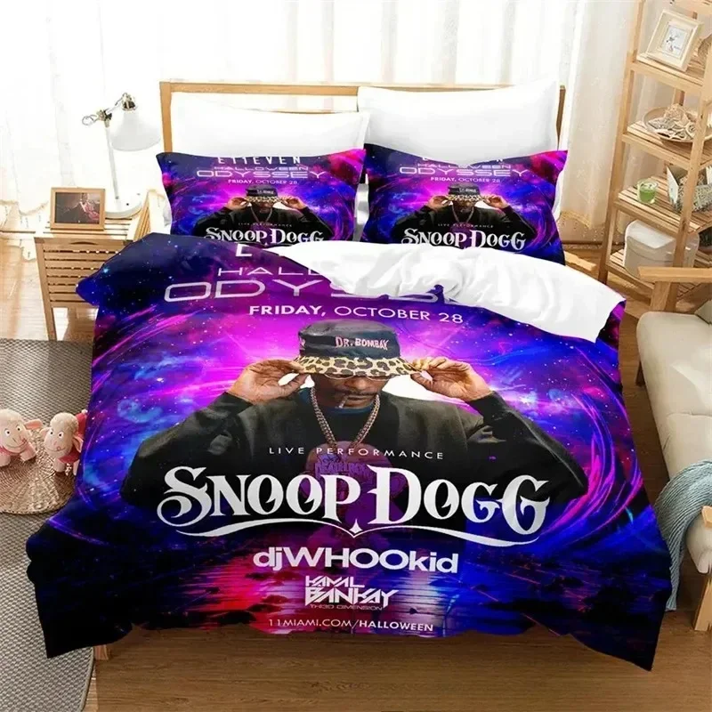 3D Print Snoop Dogg Rapper Bedding Set,Duvet Cover Comforter Bed Set Quilt Cover Pillowcase,King Queen Twin Size Boys Girls
