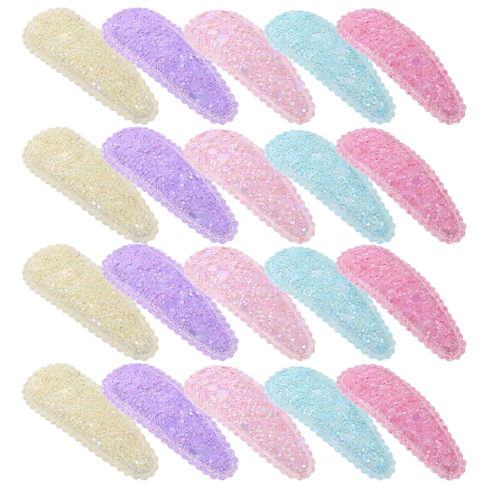 

20 Pcs Rainbow Hair Clips Cute Kids Accessories Non Slip Toddler Girl Sequins Water Drop Bright Color Sweet Safe